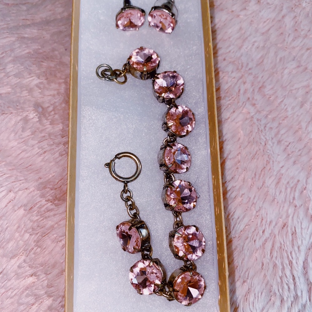 blush colored earring & bracelet set
